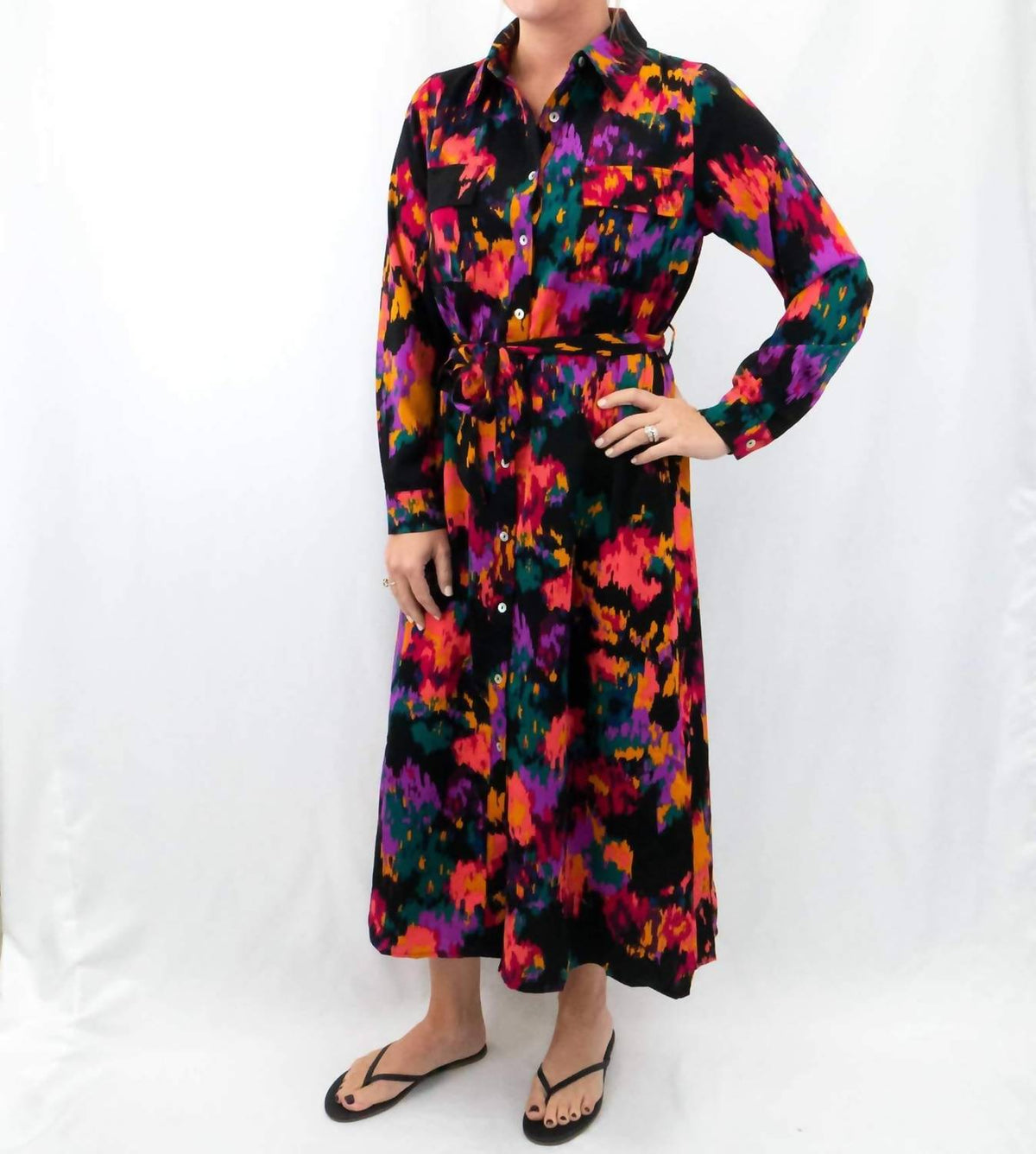 Jodifl - Abstract Paint Print Maxi Dress