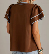 Jodifl - Blue Embroidery Top