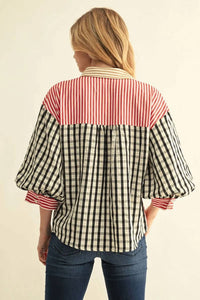 Jodifl - Charming Puff Sleeve Button Down Top