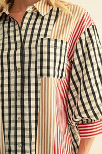 Jodifl - Charming Puff Sleeve Button Down Top