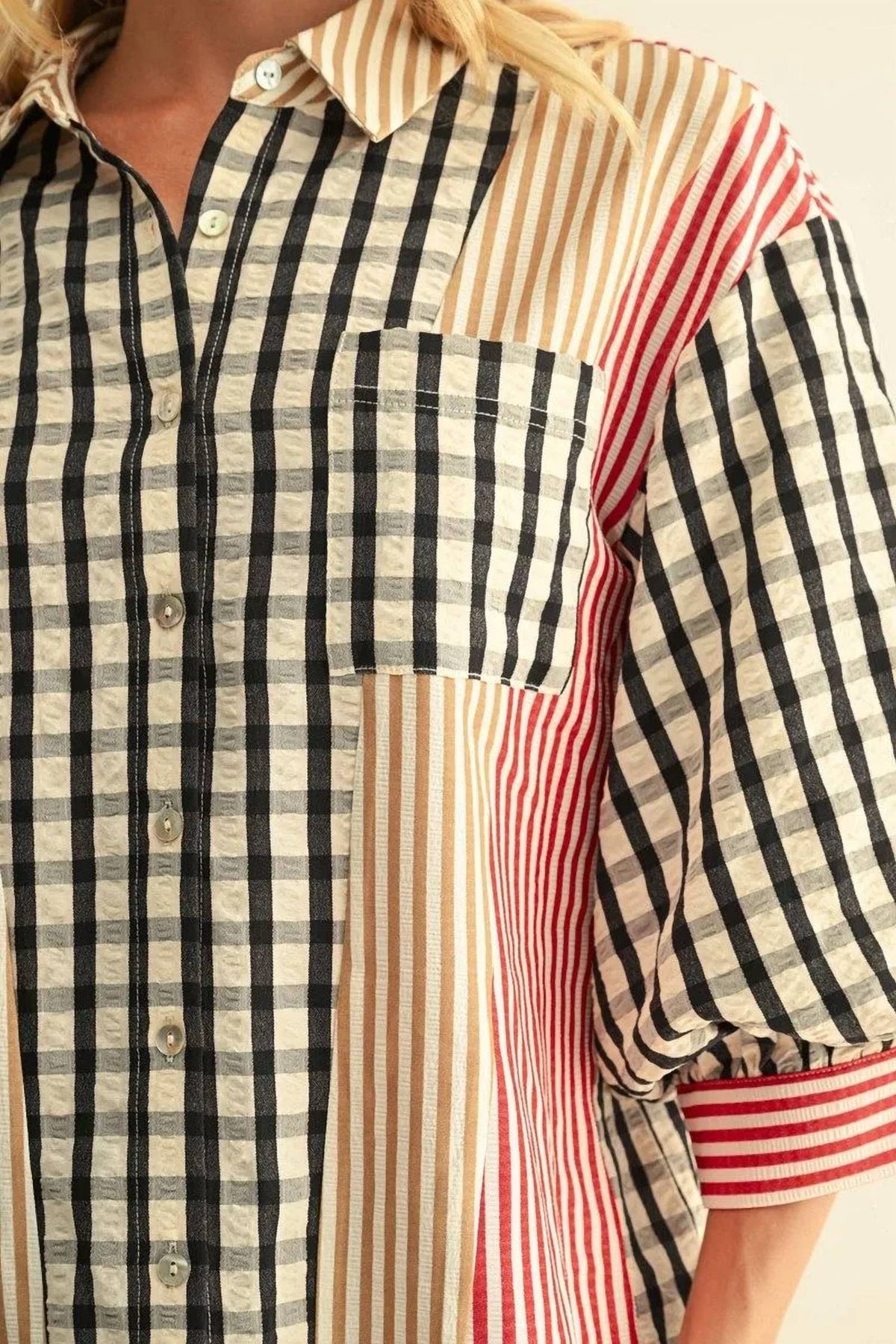 Jodifl - Charming Puff Sleeve Button Down Top