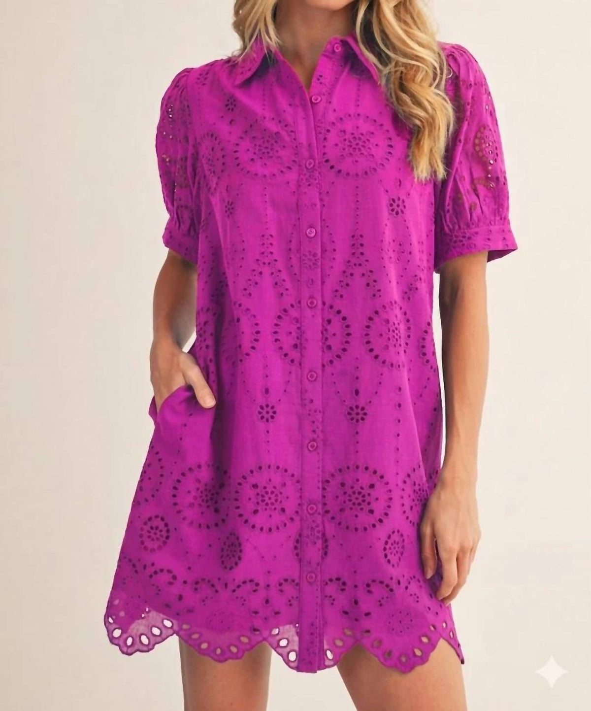 Jodifl - Eyelet Button-down Dress
