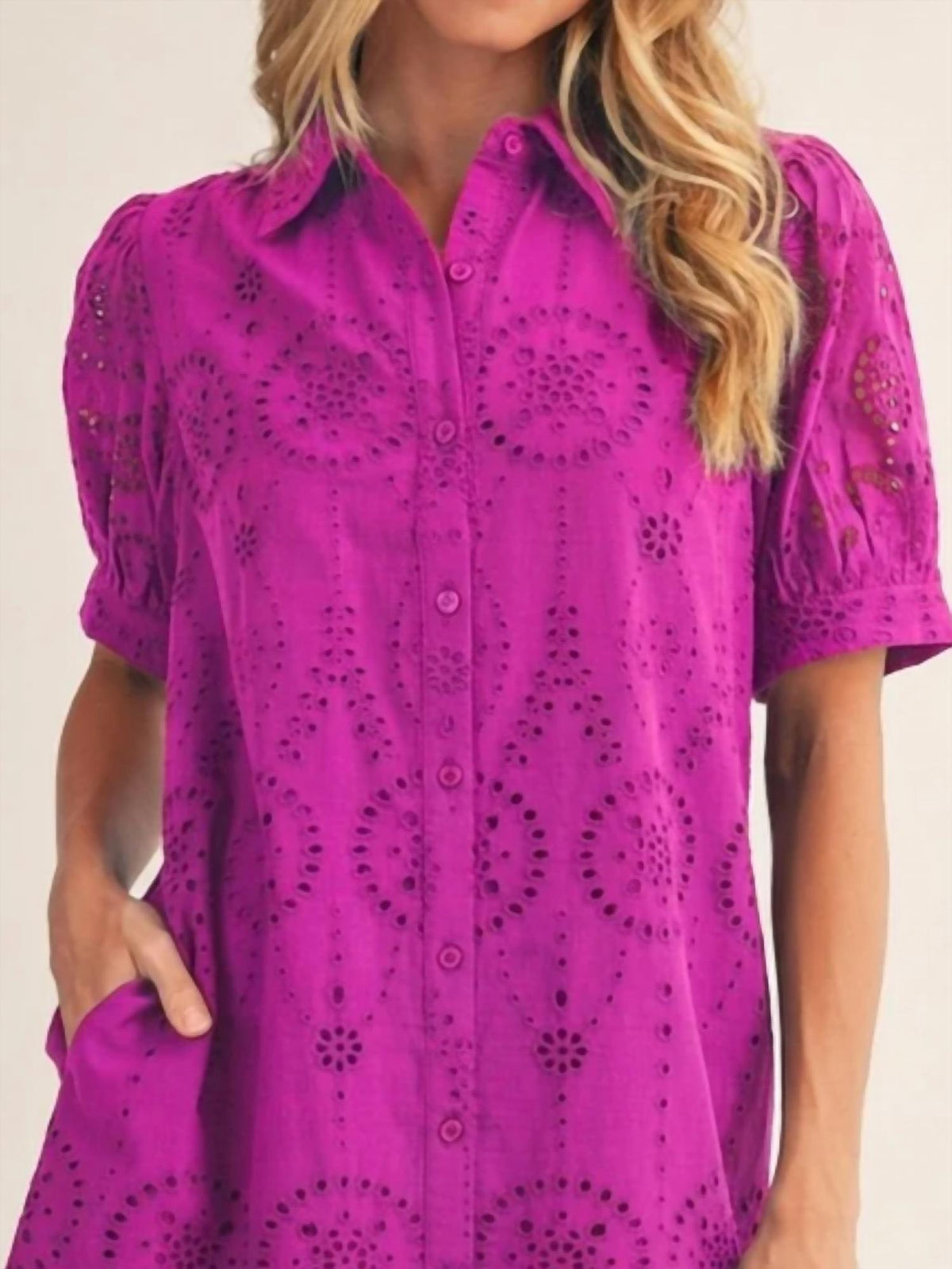Jodifl - Eyelet Button-down Dress