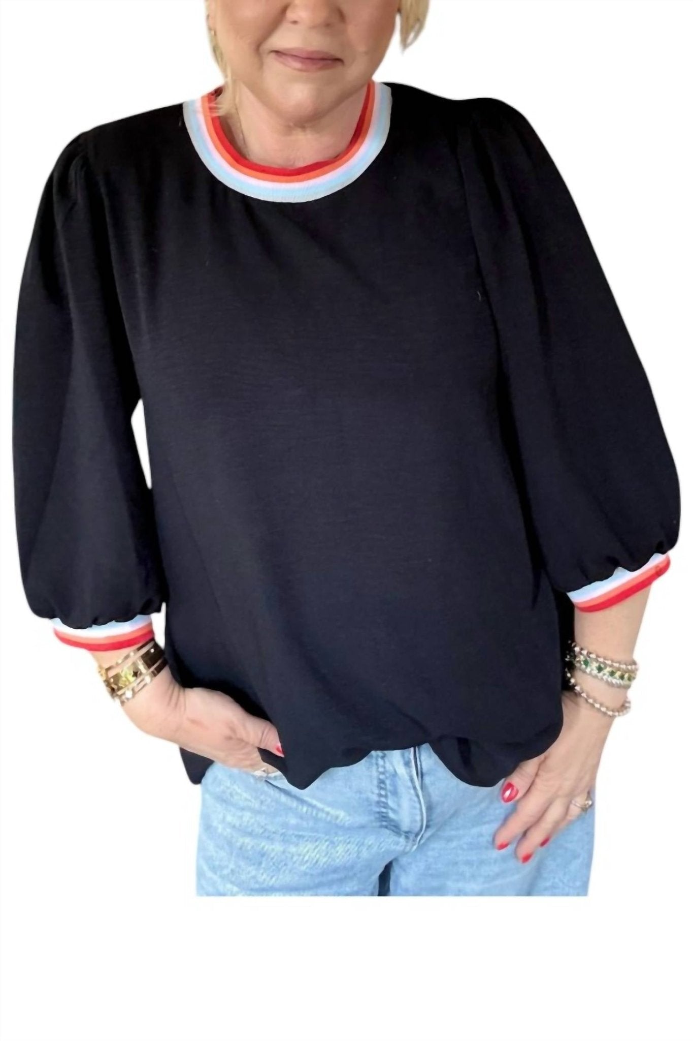 Jodifl - Full Attention Long Sleeve Top - black - clothing - polyester