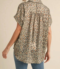Jodifl - Leopard Collared Button Up Top