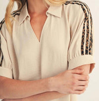 Jodifl - Leopard Drop Shoulder Crinkled Top