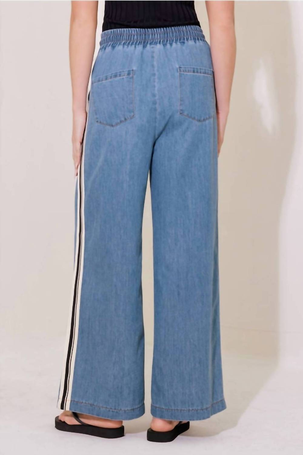 Jodifl - Pull On Side Stripe Denim Pants