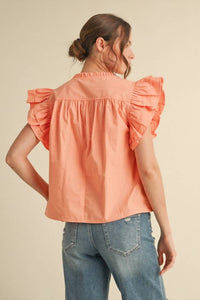 Jodifl - Ruffle Sleeve Poplin Top