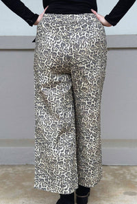 Jodifl - Wild Side Leopard Print Denim Wide Leg Pants - animal - beige - clothing