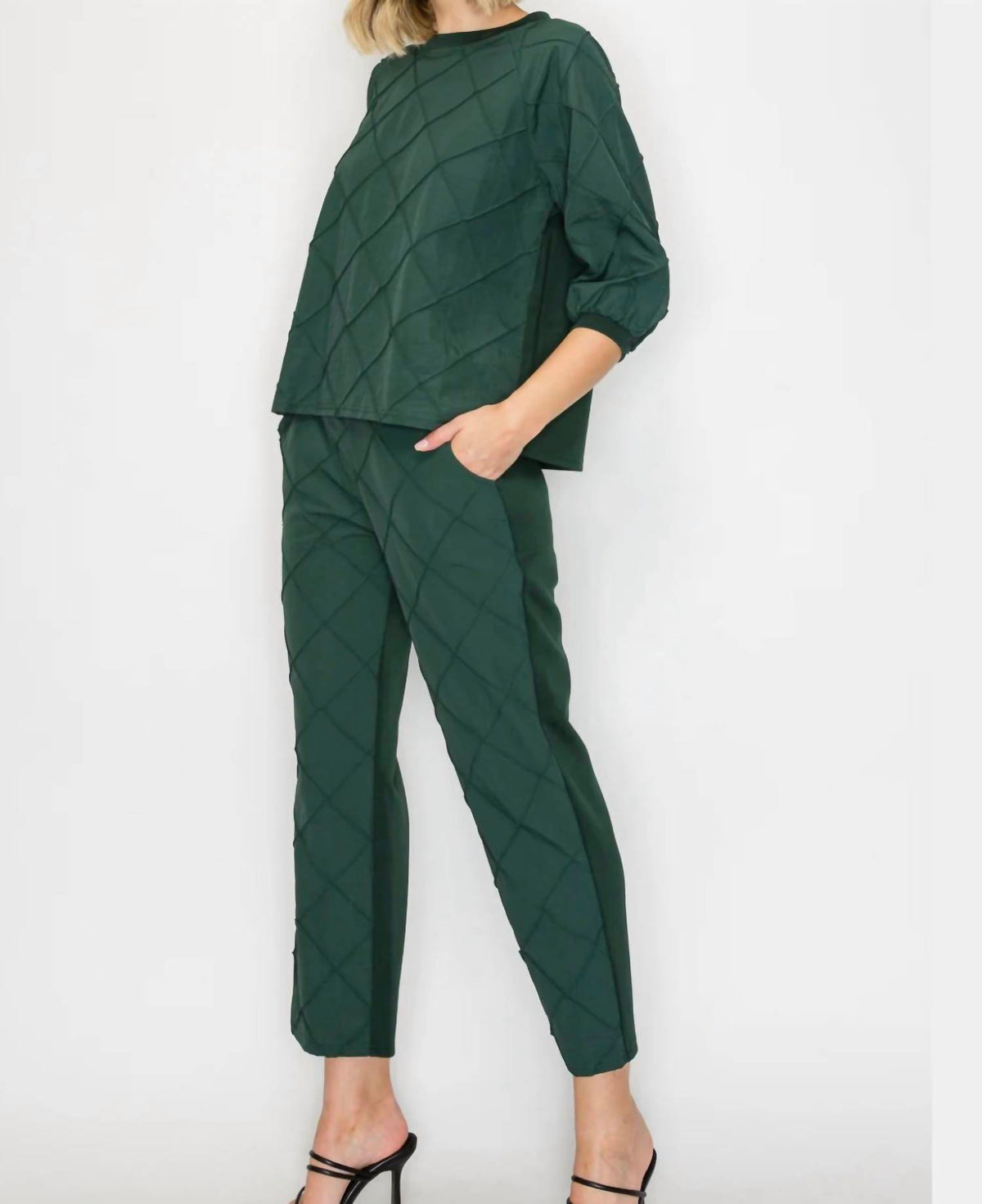 Joh - JAMILA STETCH KNIT POINTE WITH TEXTURED WOVEN PANTS
