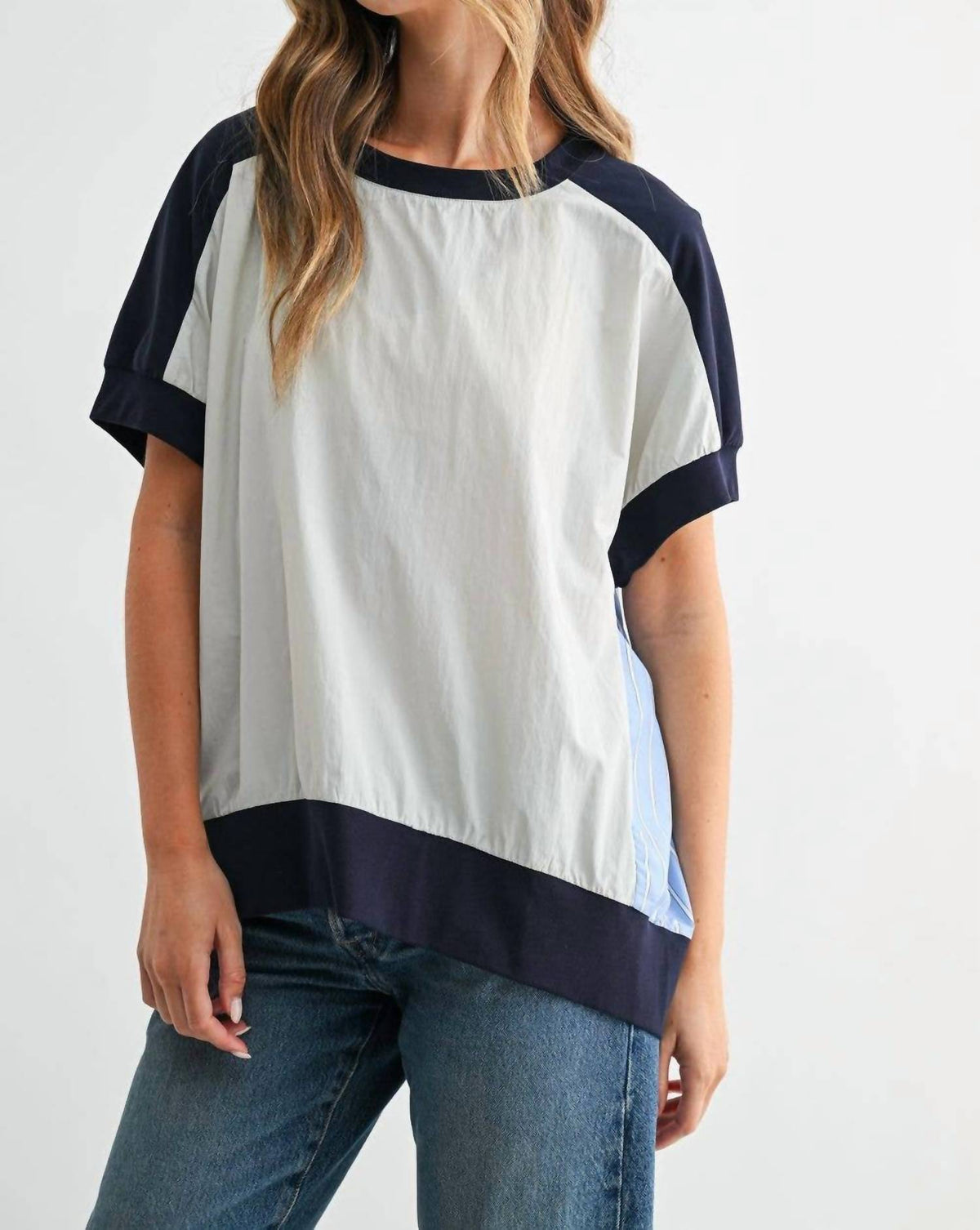 Joh - Joy Mixed Media Short Sleeve Top