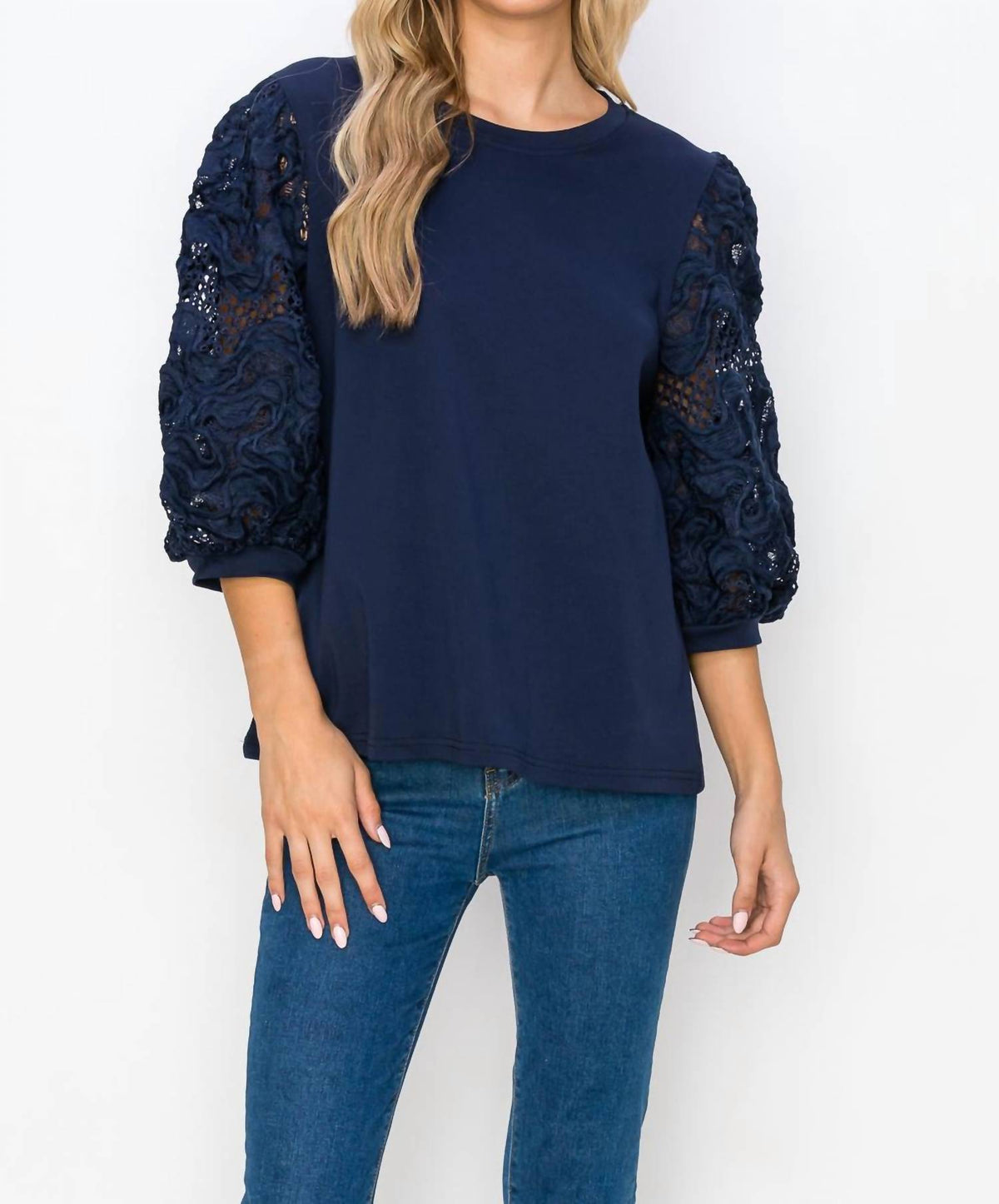 Joh - Pointe Knit Top With Lace