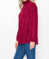 Joh - Willabella Suede Top With Ruffled Collar