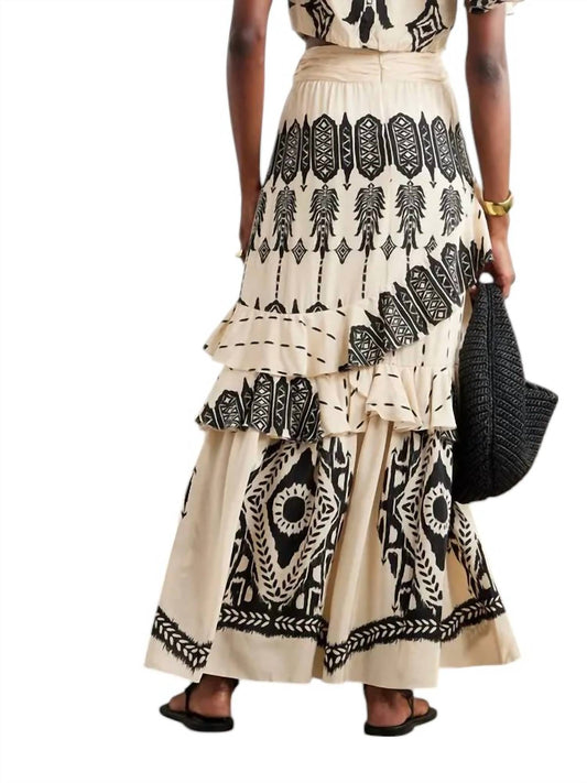 Johanna Ortiz - Walnut Canyon Tiered Ruffle Maxi Skirt - beige - clothing - long - skirts