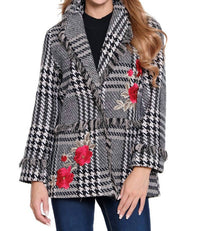 John Mark - Plaid Tweed Coat With Fringe