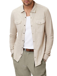 John Varvatos - Arvon Western Knit Shirt - beige - casual - button - down - shirts - clothing