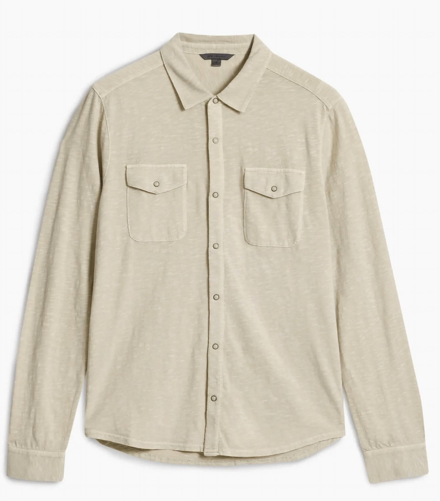 John Varvatos - Arvon Western Knit Shirt - beige - casual - button - down - shirts - clothing
