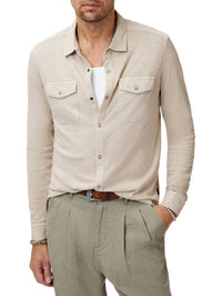 John Varvatos - Arvon Western Knit Shirt - beige - casual - button - down - shirts - clothing