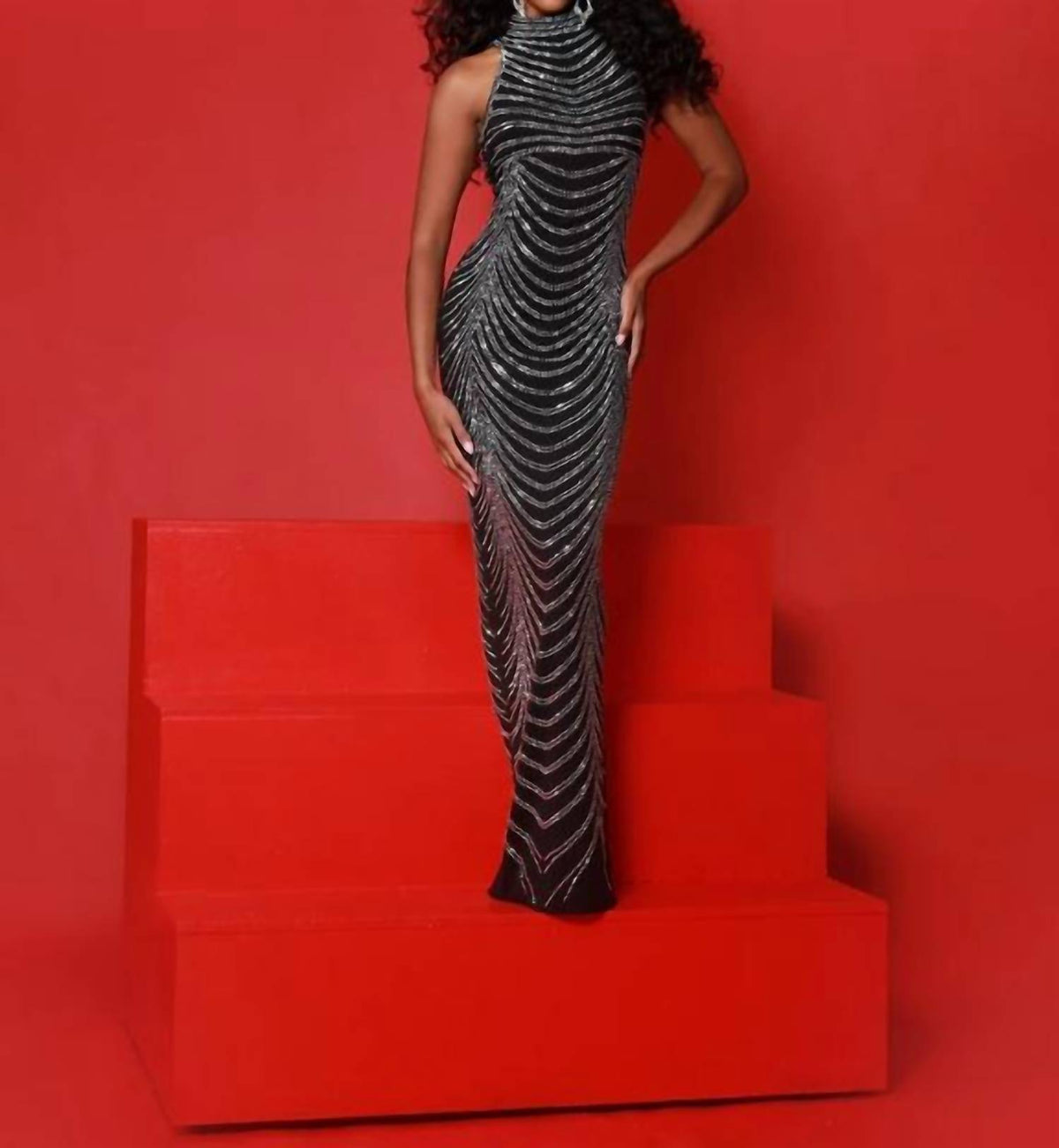 Johnathan Kayne - High Neckline Backless Gown
