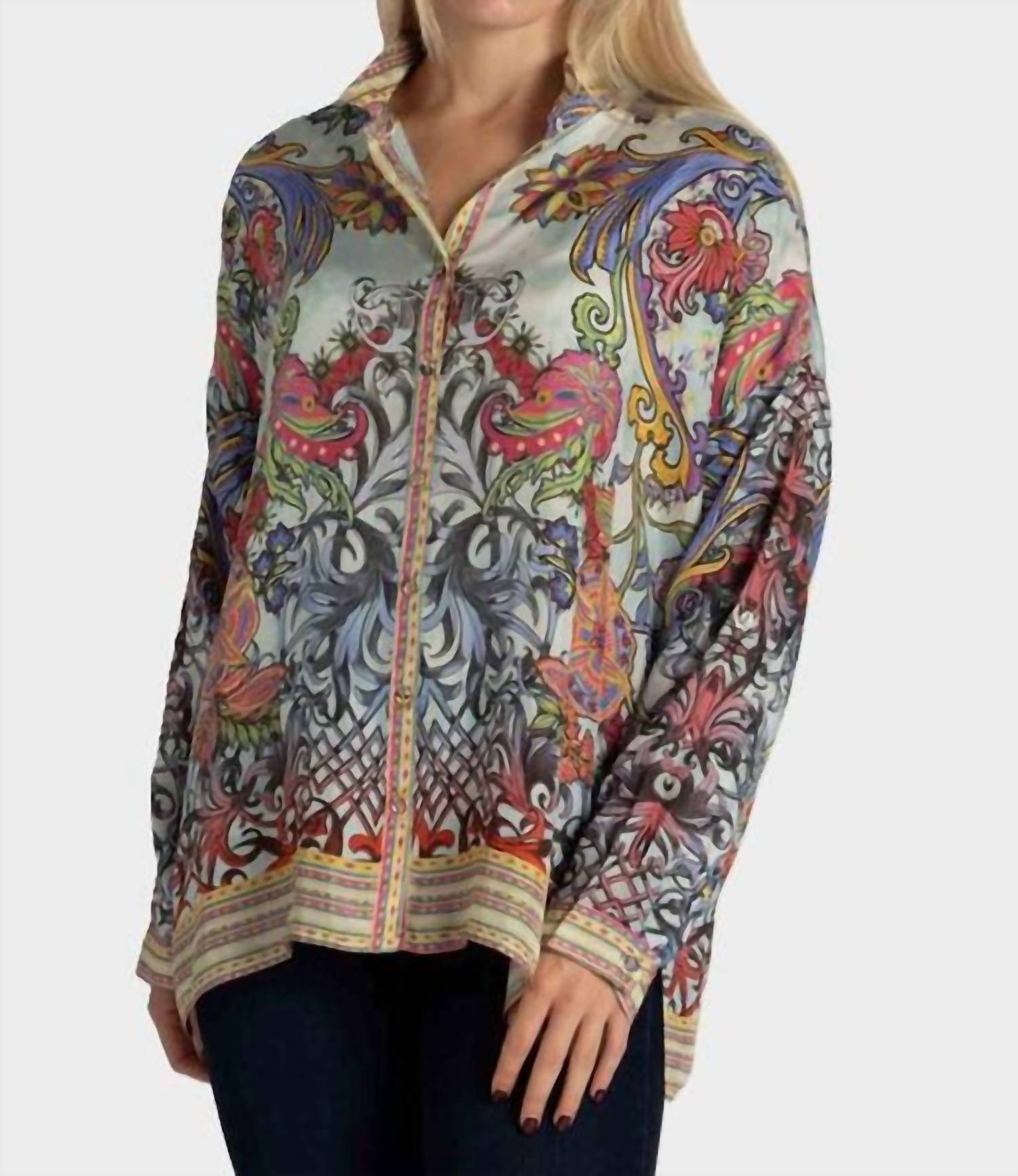 Johnny Was - AUDREY OVERSIZED BLOUSE - blouses - blue - clothing