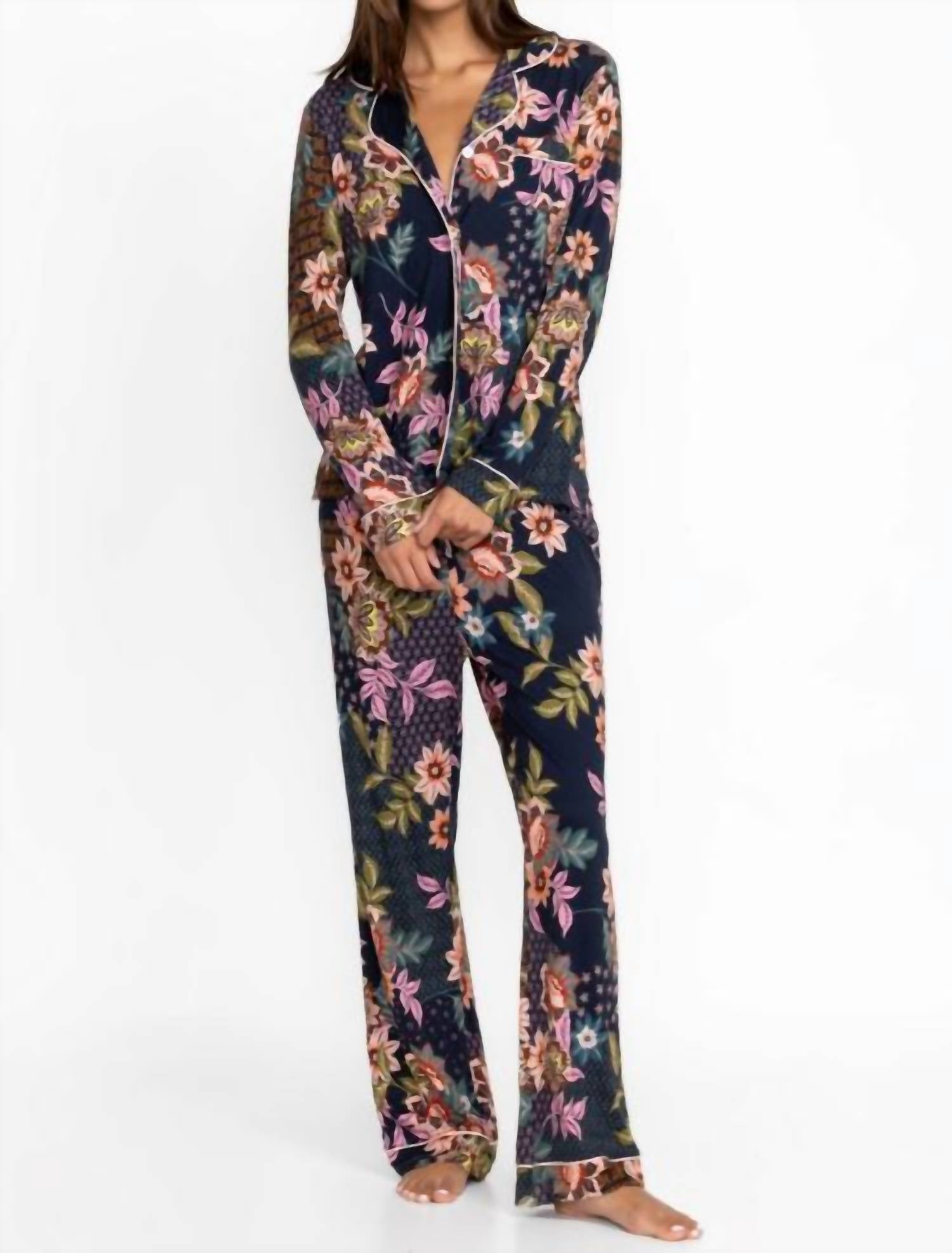 Johnny Was - Delfina Pajama Set - blue - clothing - floral