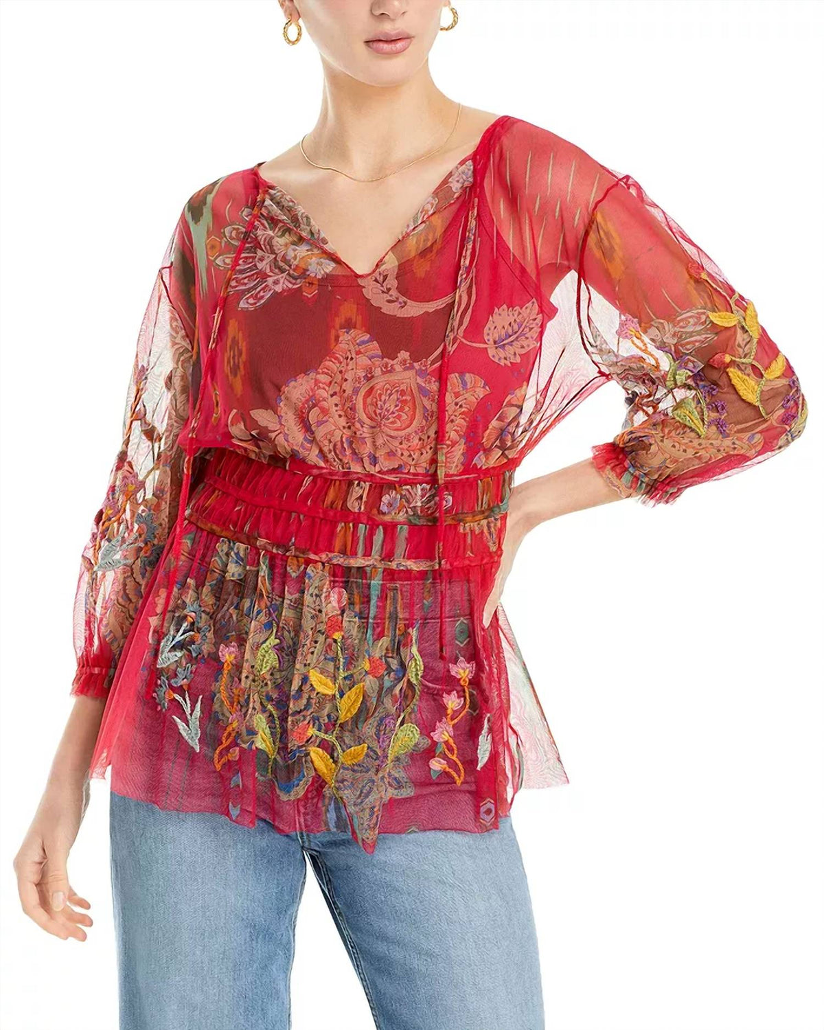 Johnny Was - Feather Lark Mesh Blouse
