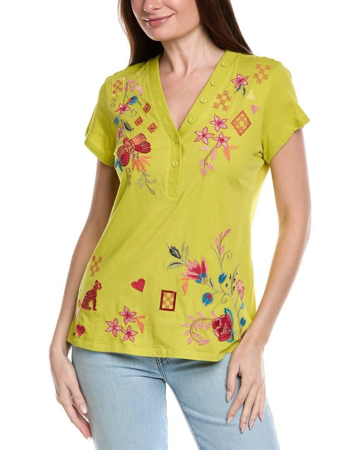 Johnny Was - Georgia Button Neck Tee