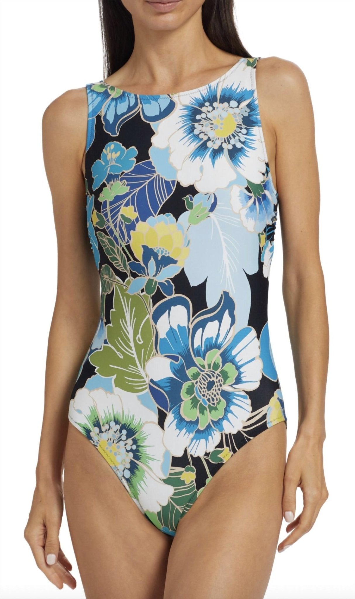 Johnny Was - Jenn Tie Back One Piece Swimsuit - clothing - floral - green