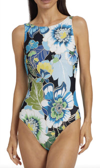 Johnny Was - Jenn Tie Back One Piece Swimsuit - clothing - floral - green