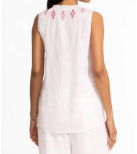 Johnny Was - LINEN RUFFLE NECK TANK ORLA