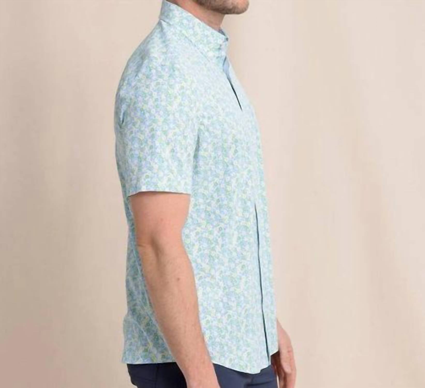 Johnny Was - Petal Party Intercoastal Short Sleeve Sport Shirt - casual - button - down - shirts - clothing - green