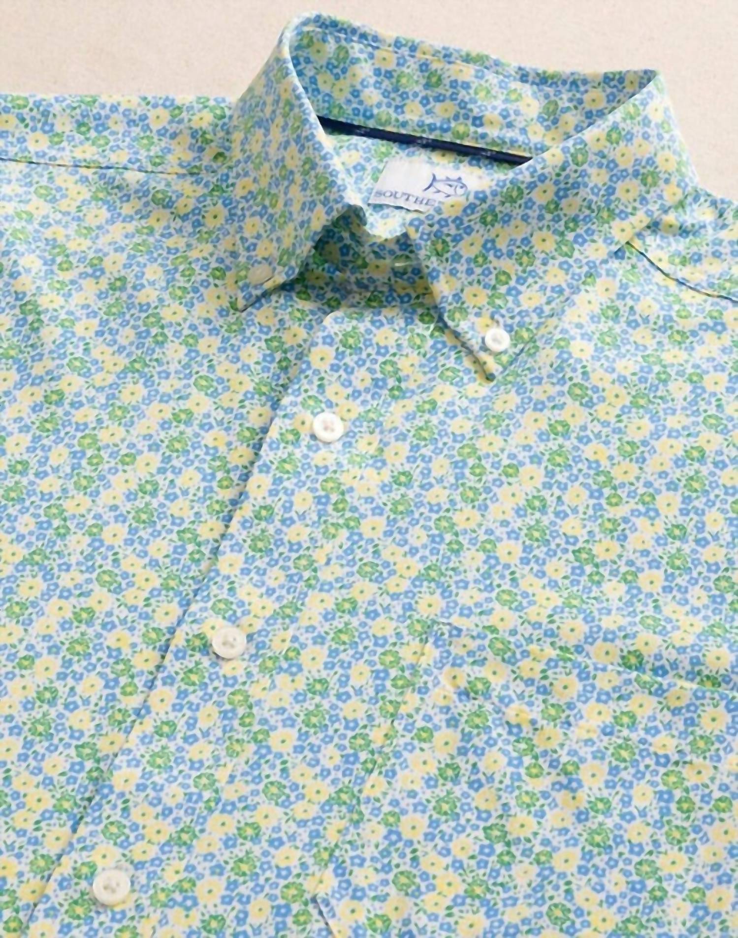 Johnny Was - Petal Party Intercoastal Short Sleeve Sport Shirt - casual - button - down - shirts - clothing - green