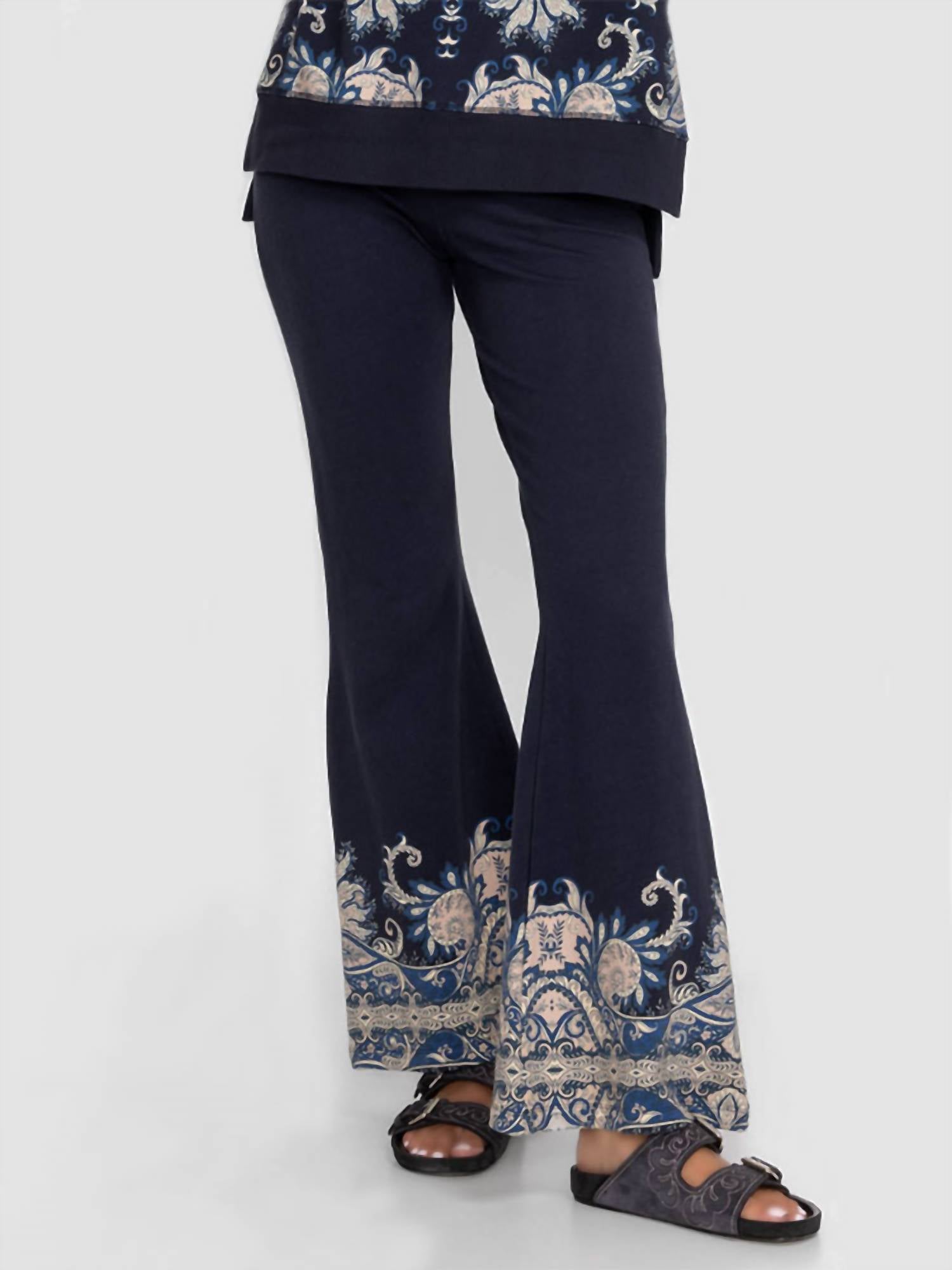 Johnny Was - ROMAN Paisley High Waist Flare Legging - blue - boot - cut - clothing