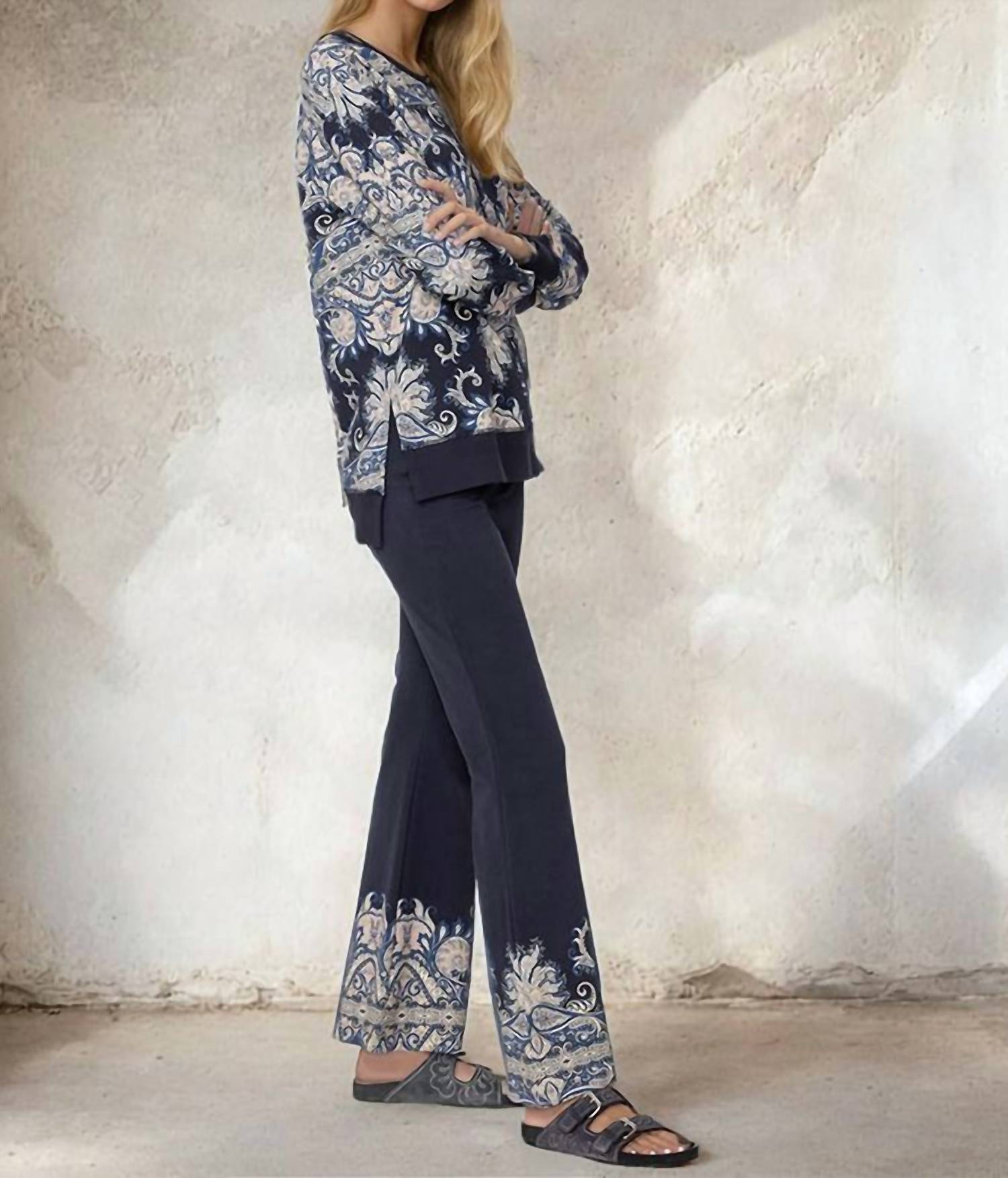 Johnny Was - ROMAN Paisley High Waist Flare Legging - blue - boot - cut - clothing