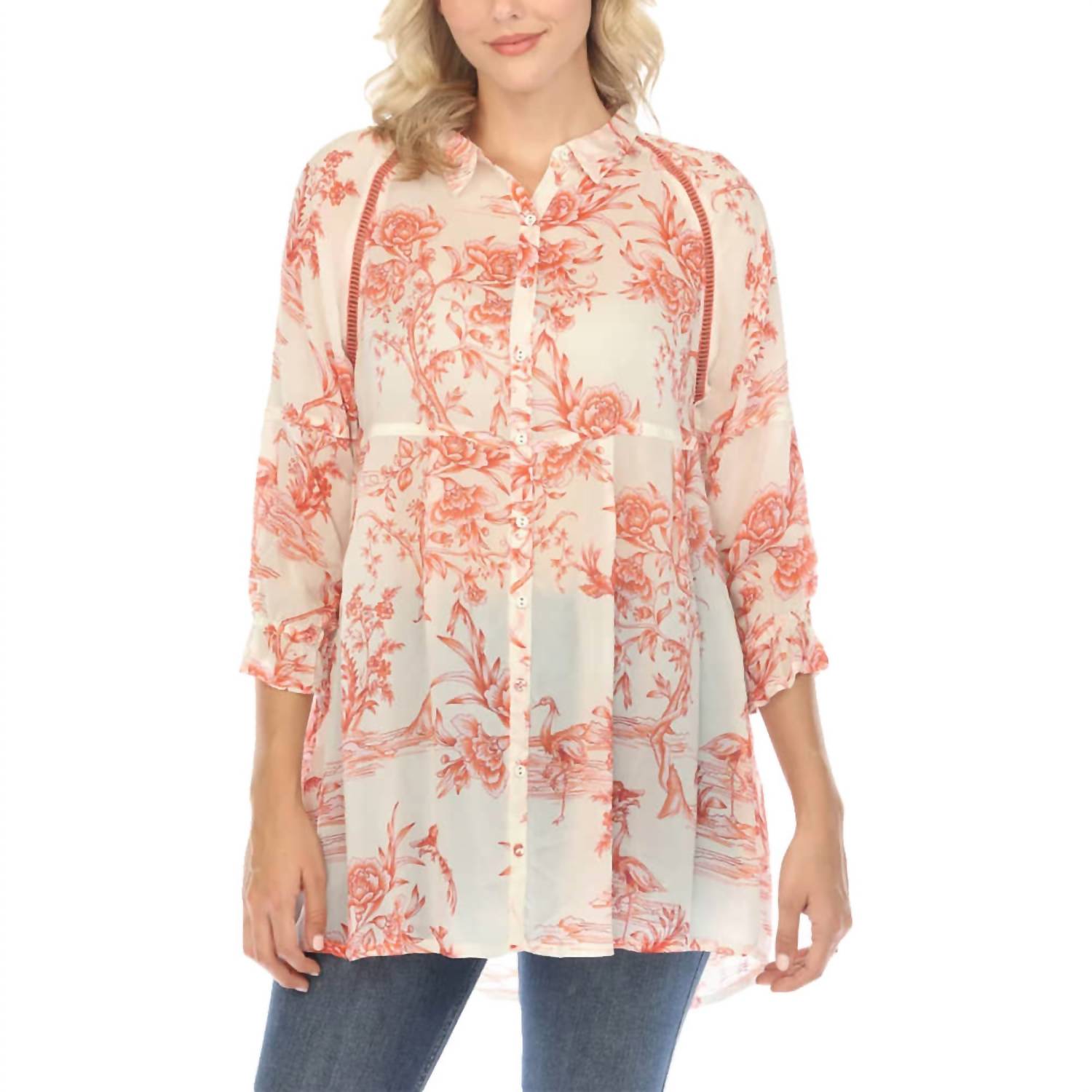 Johnny Was - Spring Fire Adonia Tunic Top - clothing - floral - orange