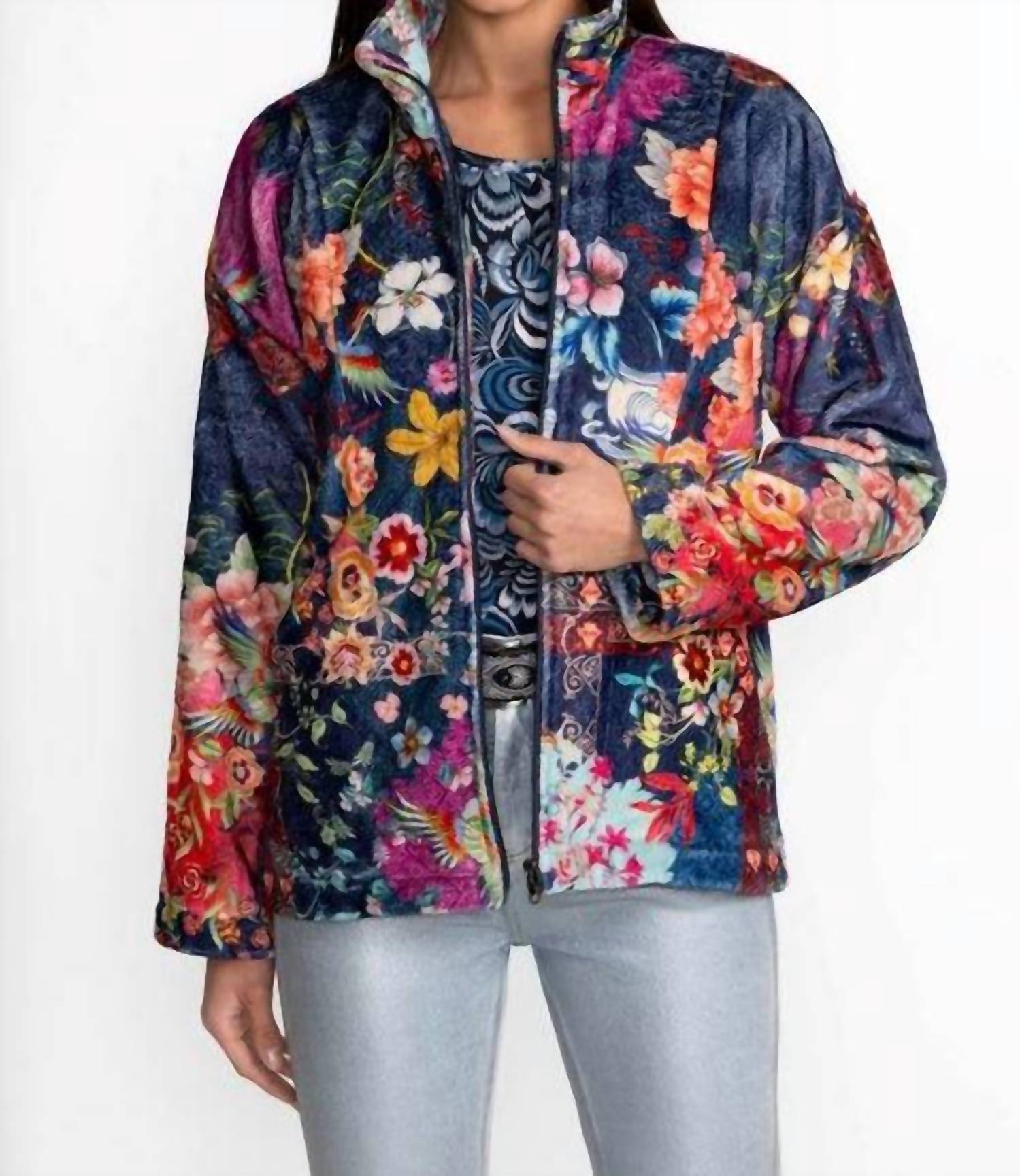 Johnny Was - THE JOAN ZIP SHERPA LINED JACKET - blue - clothing - coats