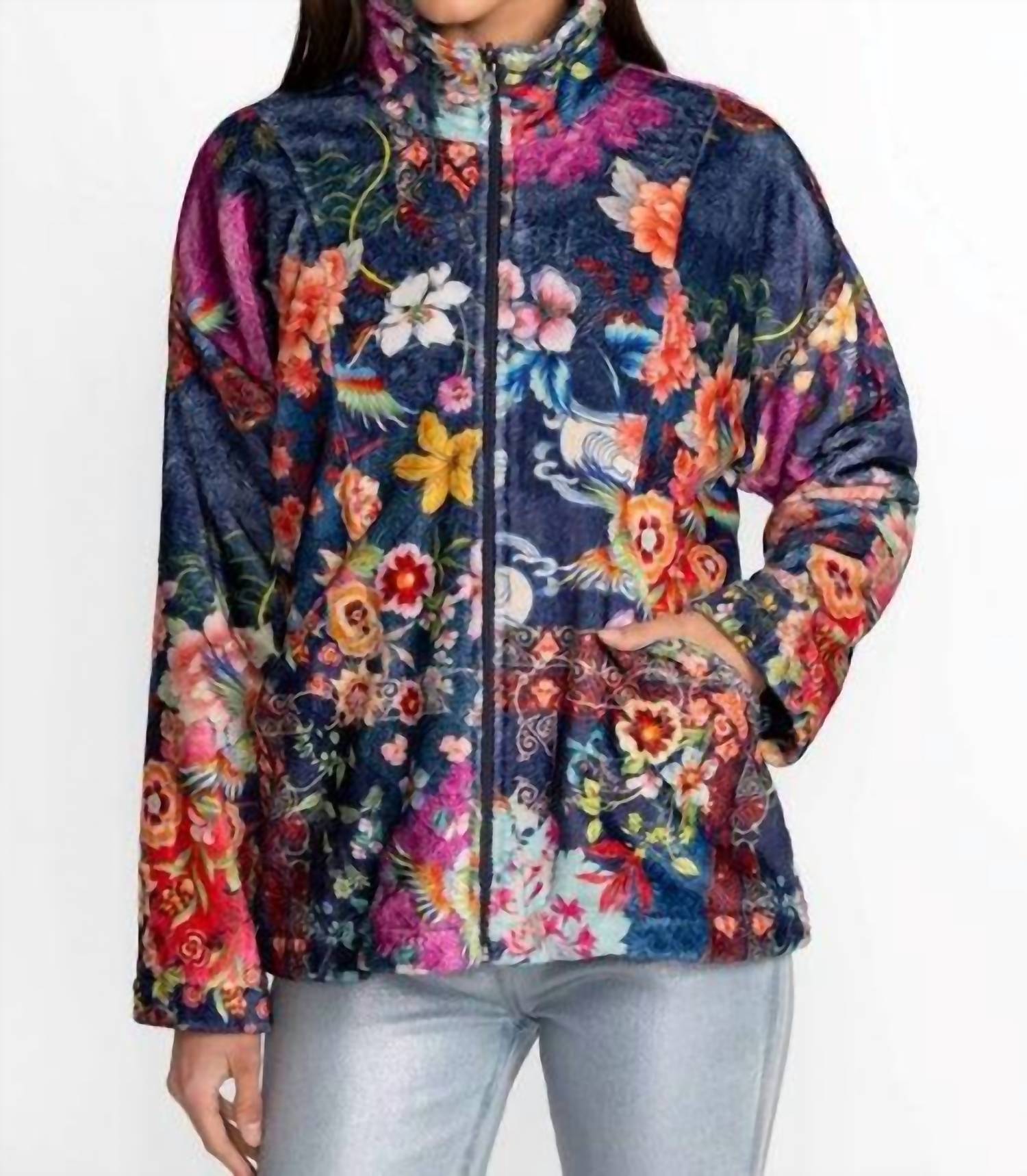Johnny Was - THE JOAN ZIP SHERPA LINED JACKET - blue - clothing - coats