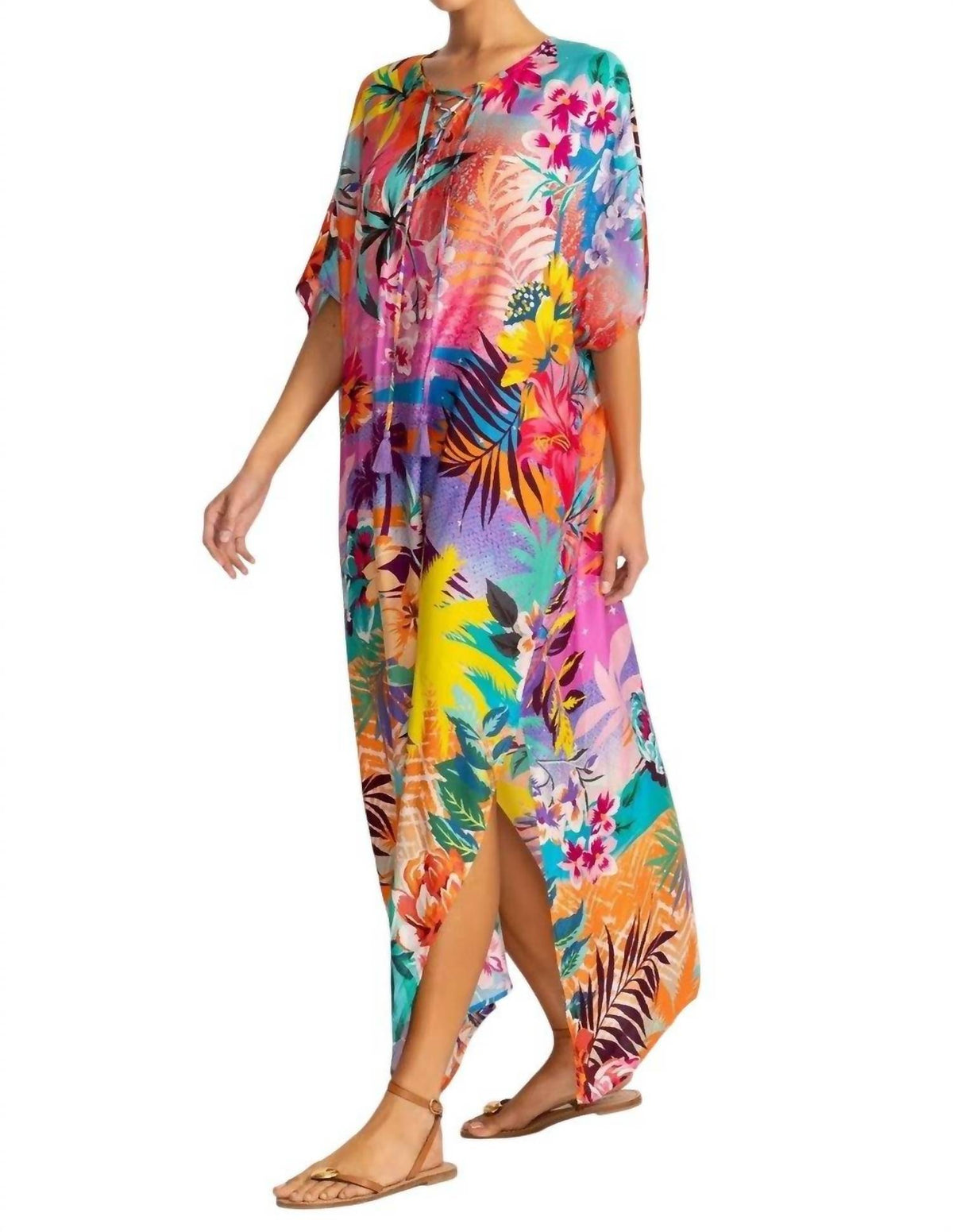 Johnny Was - Tie Neck Maxi Kaftan Dress