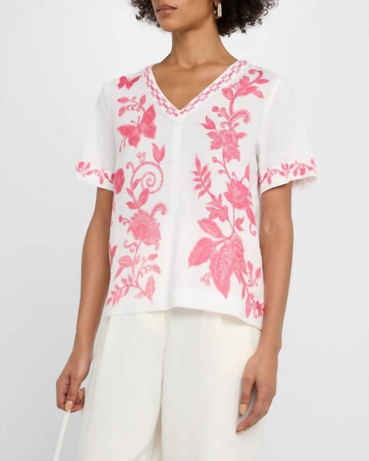 Johnny Was - V-NECK TIE BACK BLOUSE Alycia