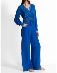 Johnny Was - WIDE LEG PLEAT PANT MADALEINA - blue - clothing - linen