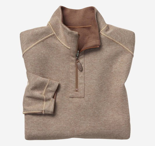 Johnston & Murphy - Reversible Solid 1/4 Zip Sweater - brown - clothing - men