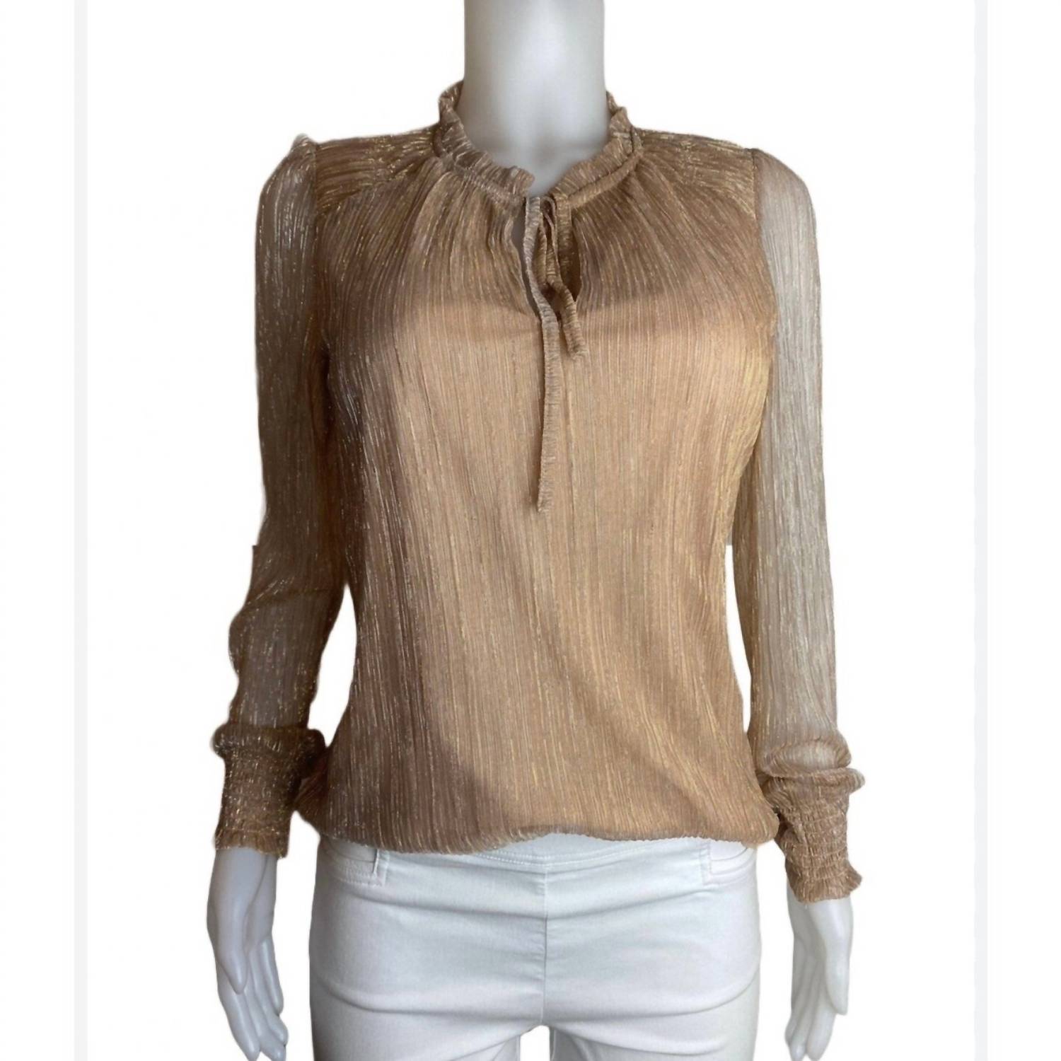 Joie - Women's Long Sleeve Blouse - blouses - clothing - gold