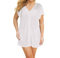 Jordan Taylor - Braided Chevron Button Up Tunic - Plus Size - bikinis - clothing - polyester