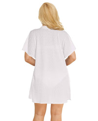 Jordan Taylor - Braided Chevron Button Up Tunic - Plus Size - bikinis - clothing - polyester