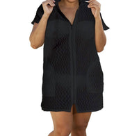 Jordan Taylor - Braided Chevron Zip Up Hoodie - Plus Size - bikinis - black - clothing