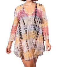 Jordan Taylor - V-neck Bell Sleeve Tie Dye Tunic