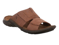 Josef Seibel - Men's Logan Leather Slide - brown - flip - flops - leather