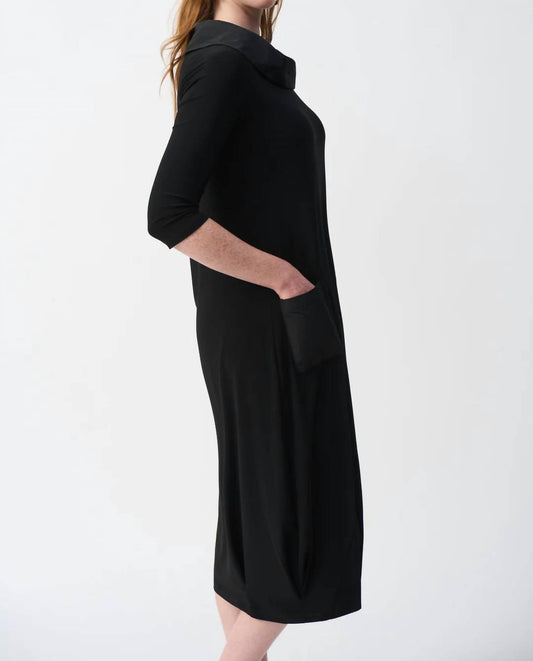 Joseph Ribkoff - 3/4 Sleeves Cocoon Midi Dress - black - clothing - dresses