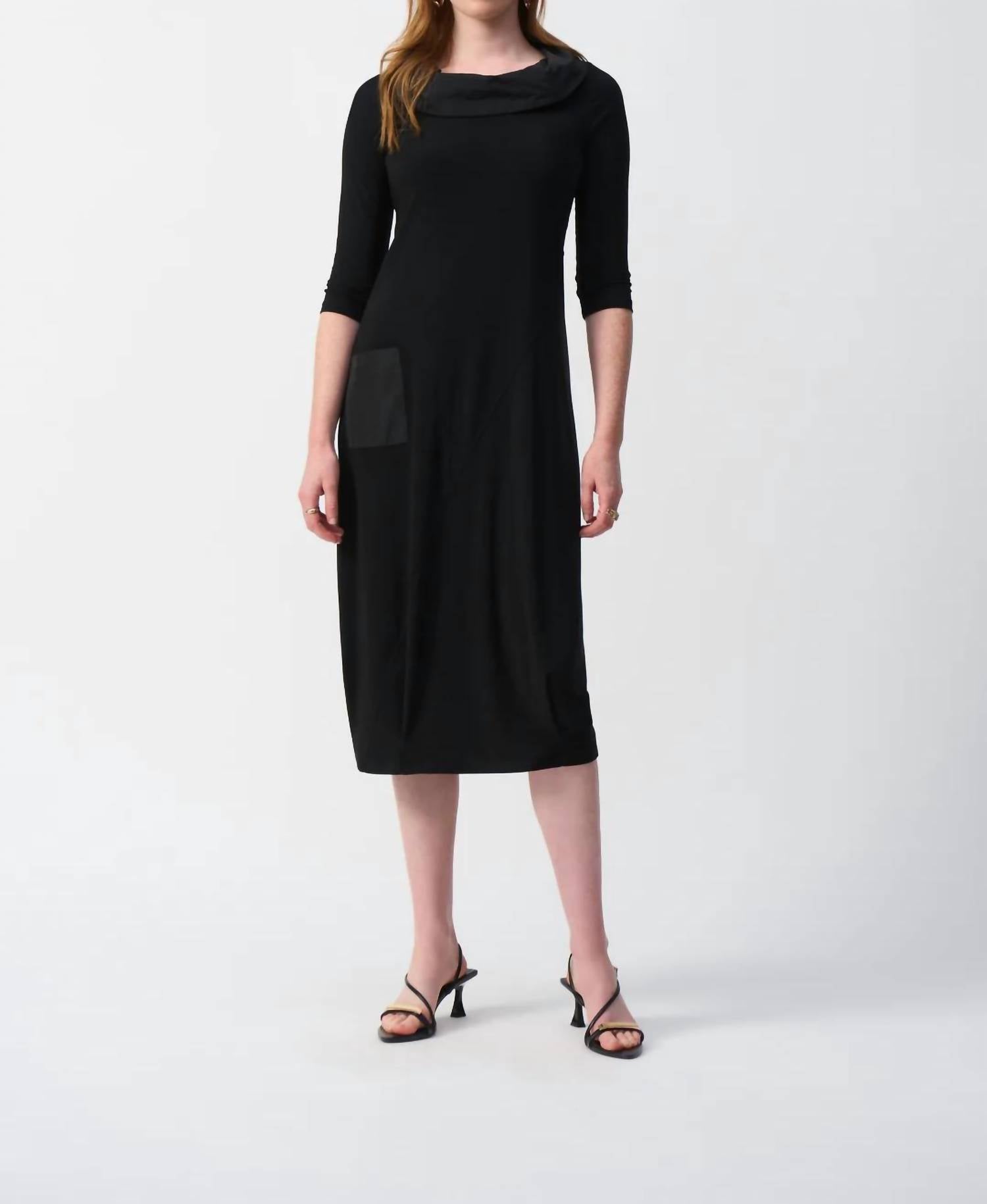 Joseph Ribkoff - 3/4 Sleeves Cocoon Midi Dress - black - clothing - dresses