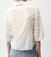Joseph Ribkoff - 3d Polka Dots Button Front Boxy Top
